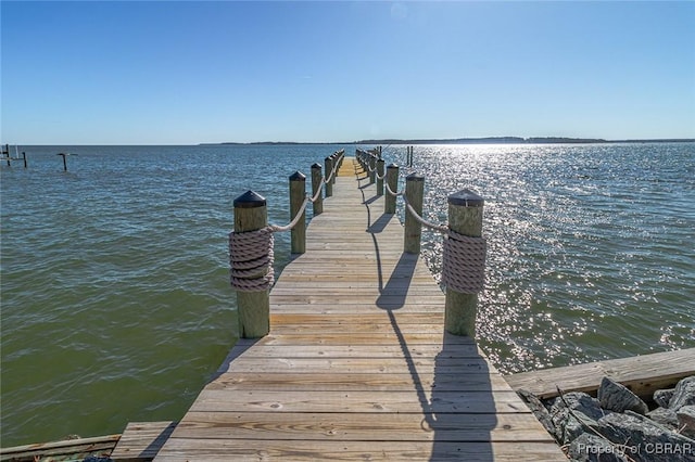 view of dock featuring a water view