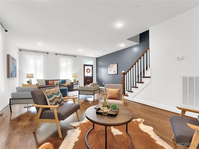 living room featuring wood-type flooring