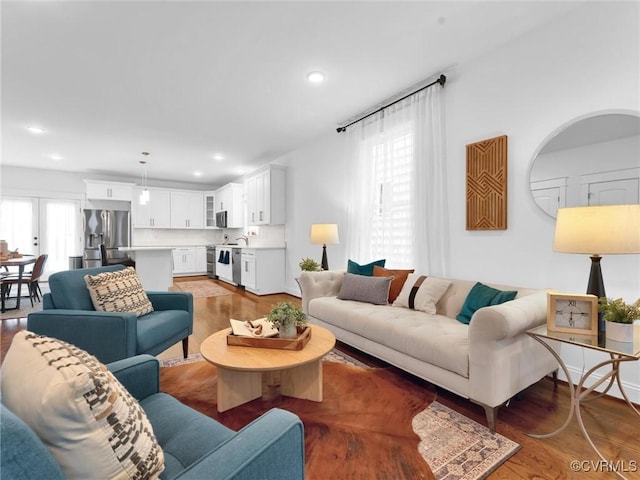 living room featuring light hardwood / wood-style floors