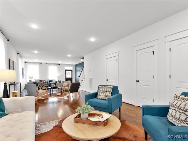 living room featuring hardwood / wood-style flooring