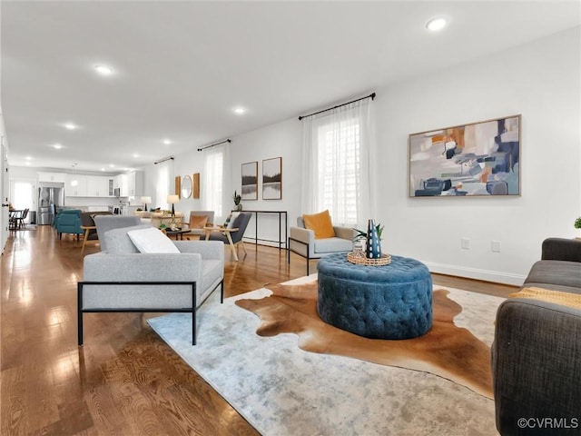 living room featuring light hardwood / wood-style floors