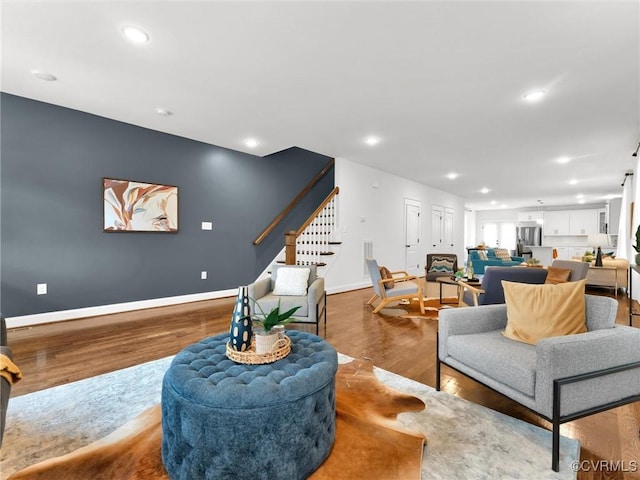 living room featuring hardwood / wood-style flooring