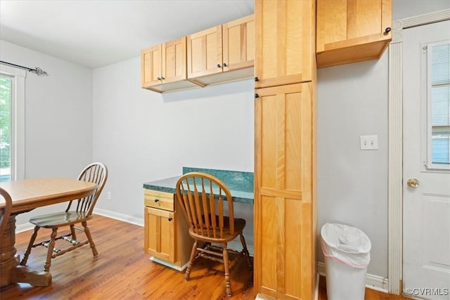 803 Lake Caroline Dr, Abingdon, VA 22546 - home office featuring light wood-type flooring, baseboards, and built in desk