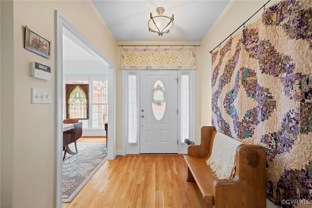 foyer featuring light wood-type flooring