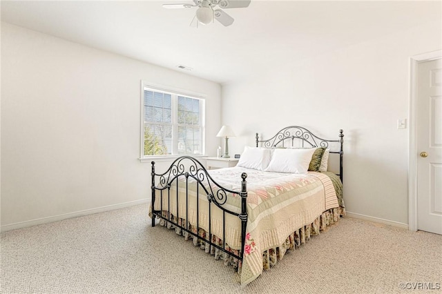 bedroom featuring carpet floors and ceiling fan