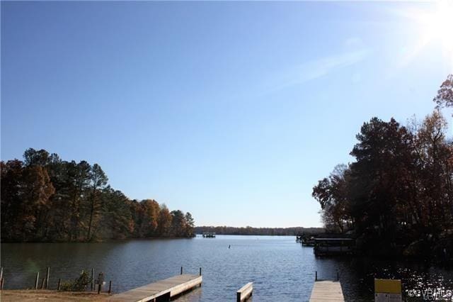 view of dock featuring a water view