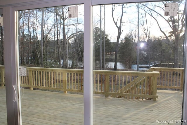 deck with a water view