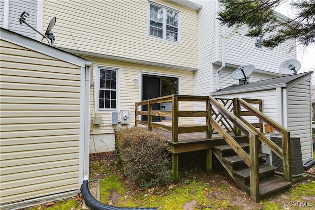 doorway to property featuring a deck