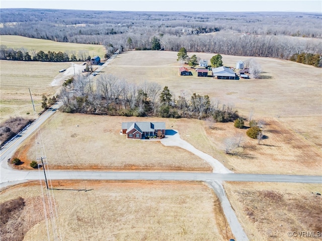 drone / aerial view featuring a rural view