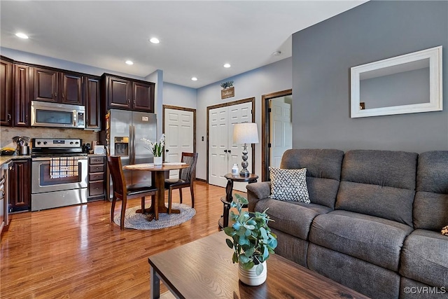 living room with light wood-type flooring