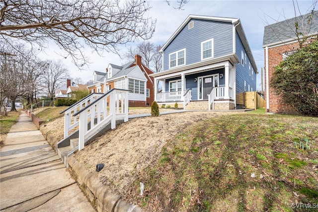 view of front of property with covered porch