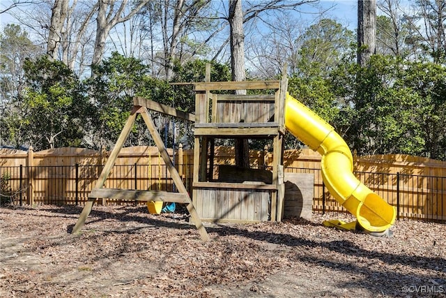 view of playground with fence