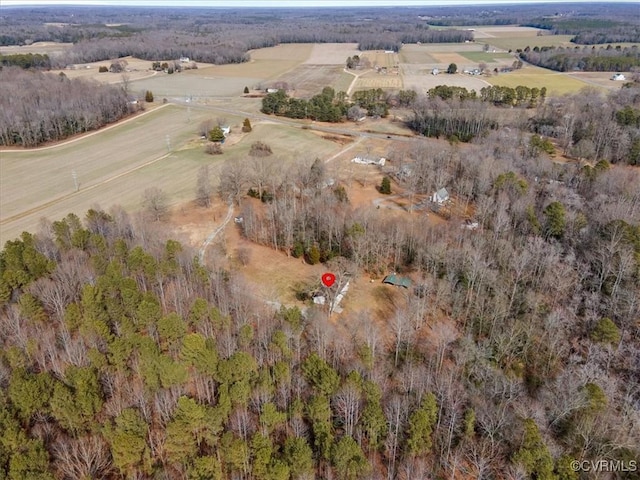 aerial view featuring a rural view