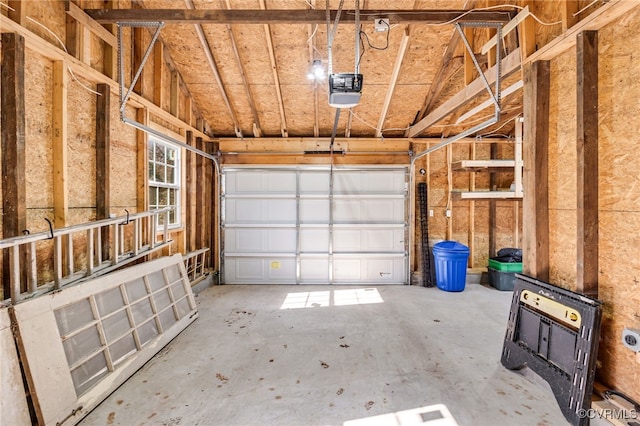 garage with heating unit and a garage door opener