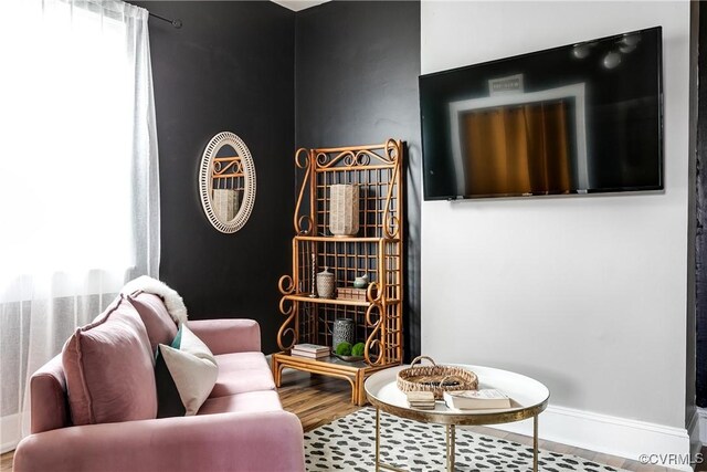 sitting room featuring wood-type flooring