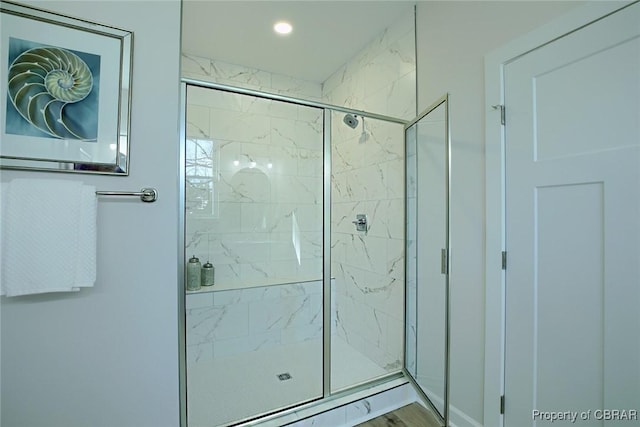 bathroom featuring walk in shower