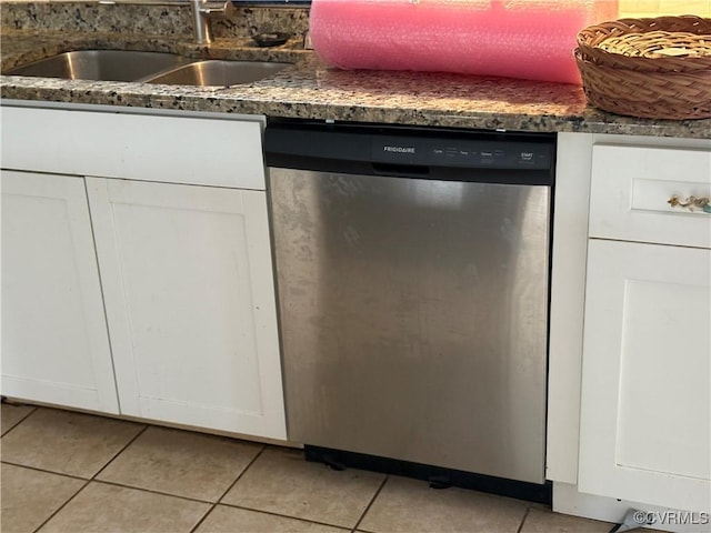 interior details featuring white cabinetry, dishwasher, and sink