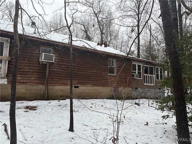 view of snow covered property