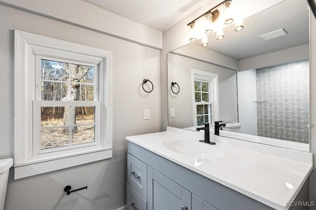 bathroom featuring toilet and vanity