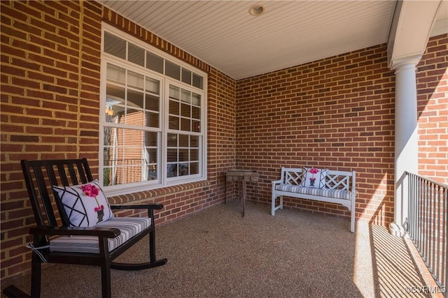 view of patio featuring a porch