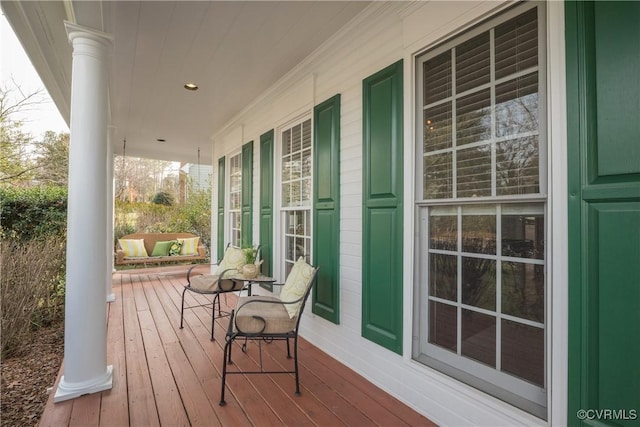 wooden deck with covered porch