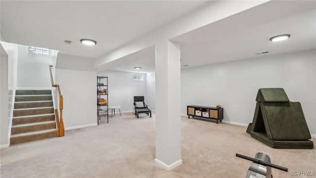 exercise room featuring carpet floors