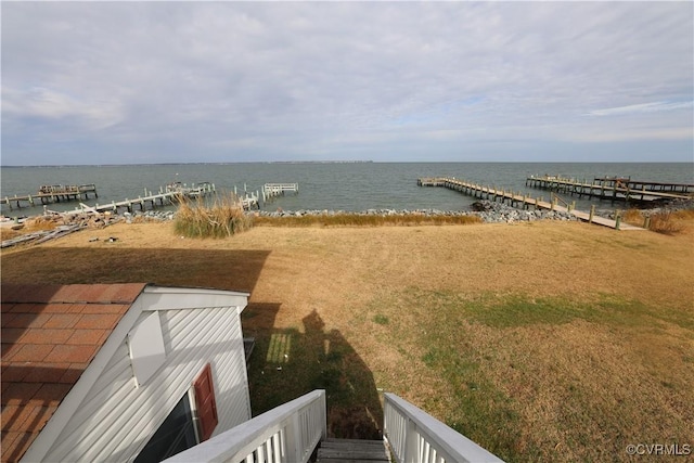 view of water feature featuring a boat dock