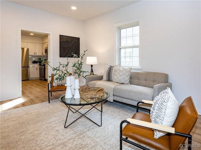 living room featuring light hardwood / wood-style flooring