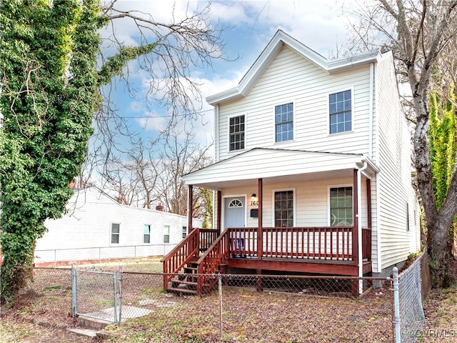 view of front of property featuring covered porch