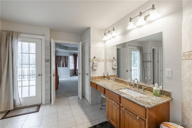 bathroom featuring vanity and tile patterned floors