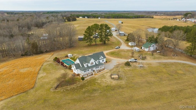 aerial view featuring a rural view