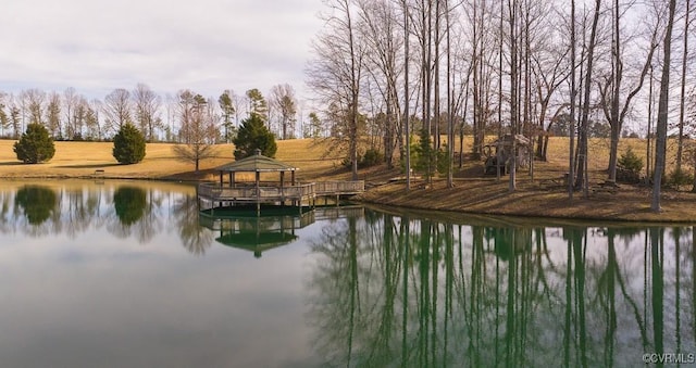 property view of water featuring a gazebo