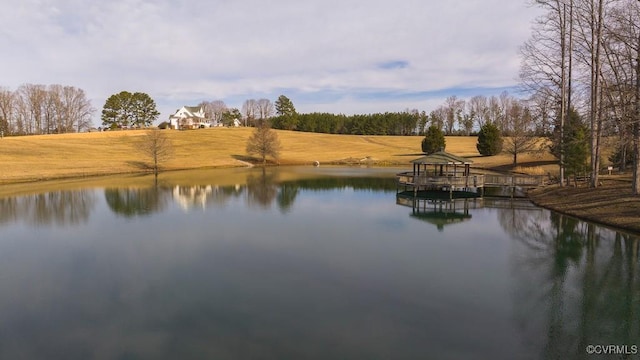 view of water feature with a gazebo