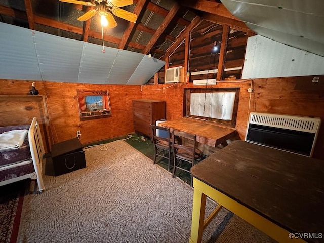 view of horse barn with heating unit and an AC wall unit