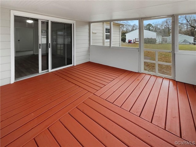 view of unfurnished sunroom