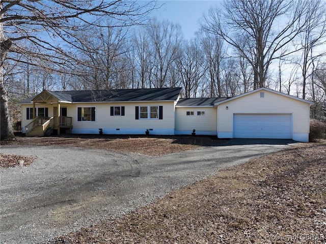 single story home with a garage