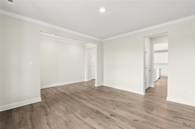 2700 Maidens Rd, Powhatan, VA 23139 - unfurnished living room with baseboards, light wood-style floors, and ornamental molding