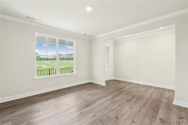 2700 Maidens Rd, Powhatan, VA 23139 - unfurnished room featuring baseboards, visible vents, recessed lighting, wood finished floors, and crown molding