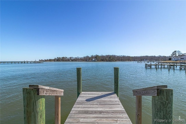 view of dock featuring a water view