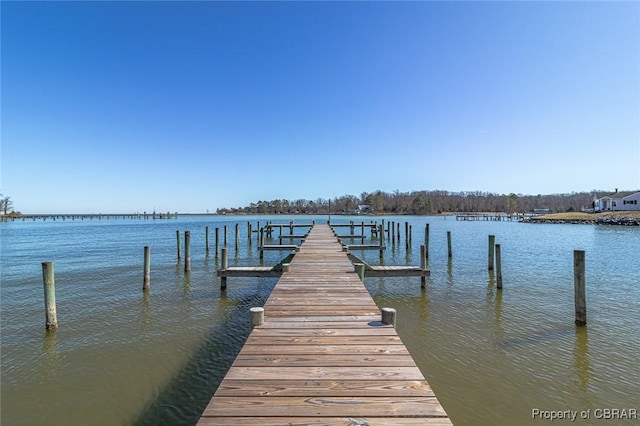 view of dock featuring a water view