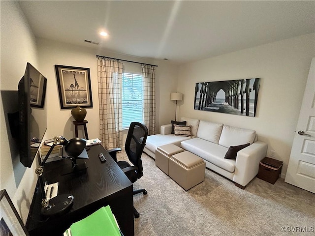 office space featuring carpet and visible vents