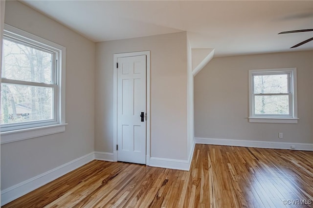 unfurnished bedroom featuring light wood-type flooring