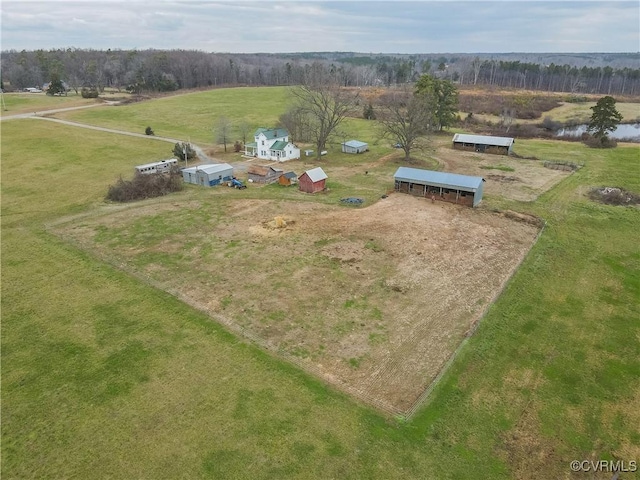 aerial view featuring a rural view