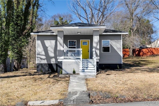 bungalow-style home featuring a porch