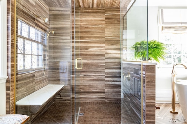 bathroom featuring walk in shower