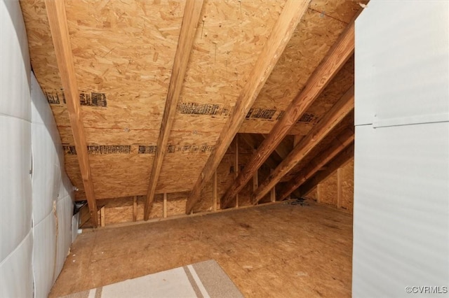 view of unfinished attic