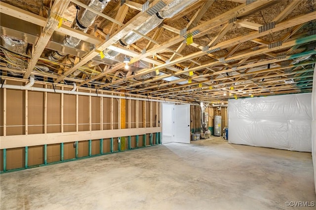 basement featuring water heater