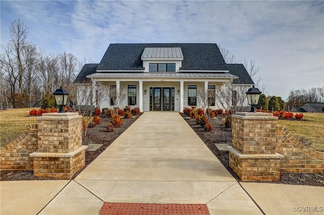 modern farmhouse with a porch