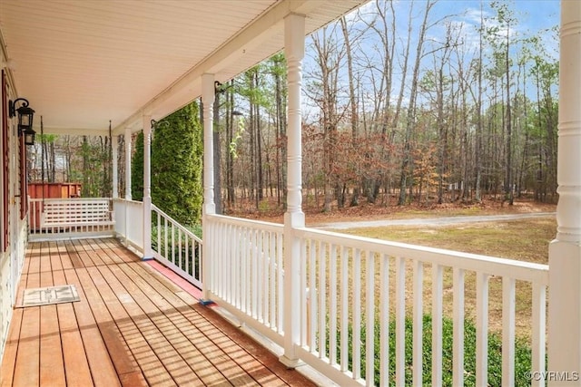 deck with a porch