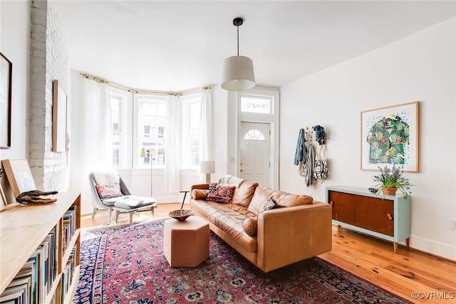 living area featuring hardwood / wood-style floors